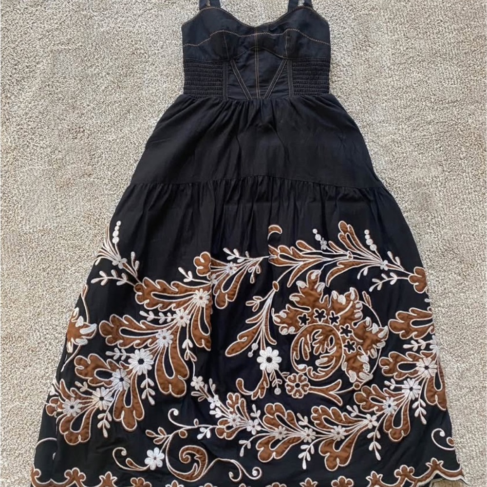 Anthropologie Black and Brown Pleated Sundress